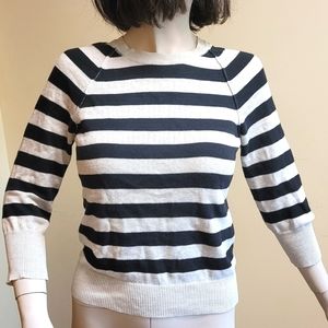 Gap Black and Cream Striped Sweater, Size Medium